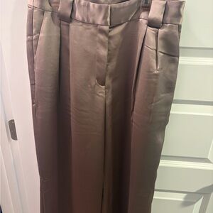Elegant Brown Satin Trousers